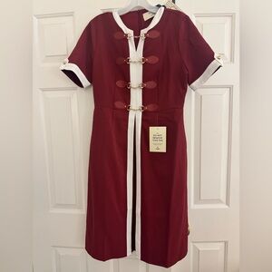NWT JessaKae Grace Dress - Burgundy Dress with White Detail